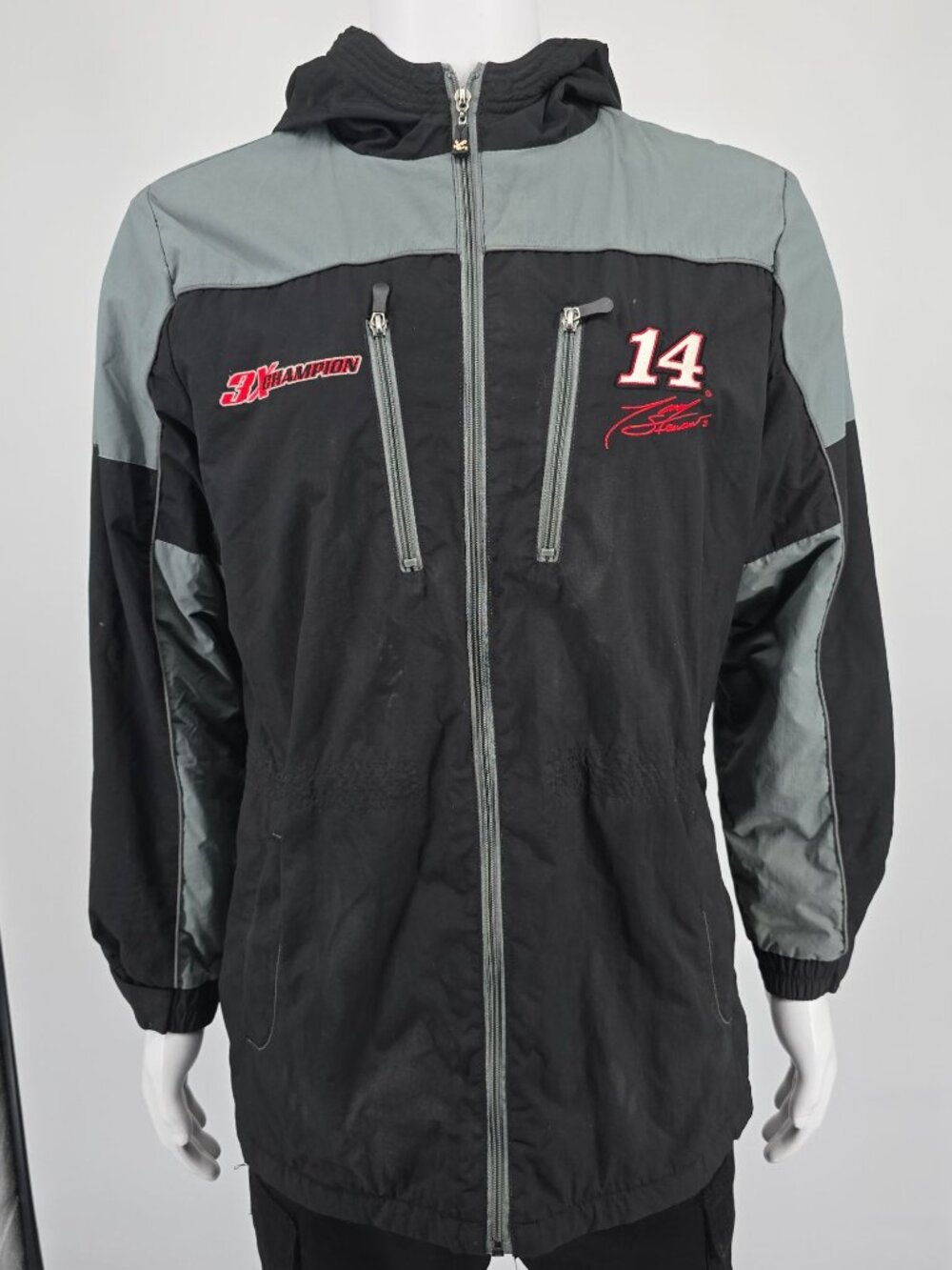 2012 Chase Authentics NASCAR Tony Stewart Hooded Fleece-Lined Nylon Jacket (L)